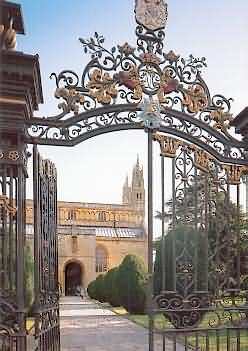 Wrought-iron gates at the entrance to the Abbey